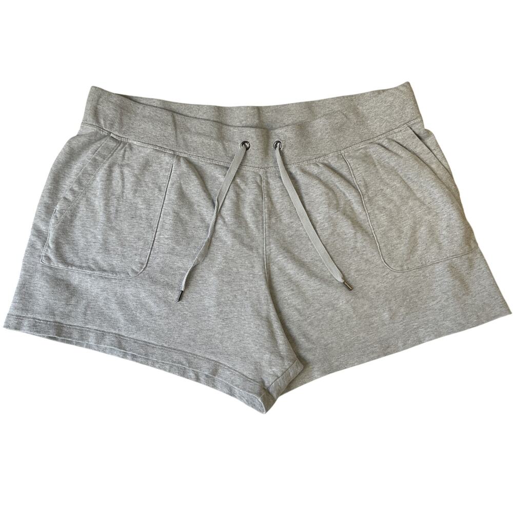 Terra & Sky Women Shorts 2X (20W-22W) Gray Loungewear Button 4" Inseam 40" Waist